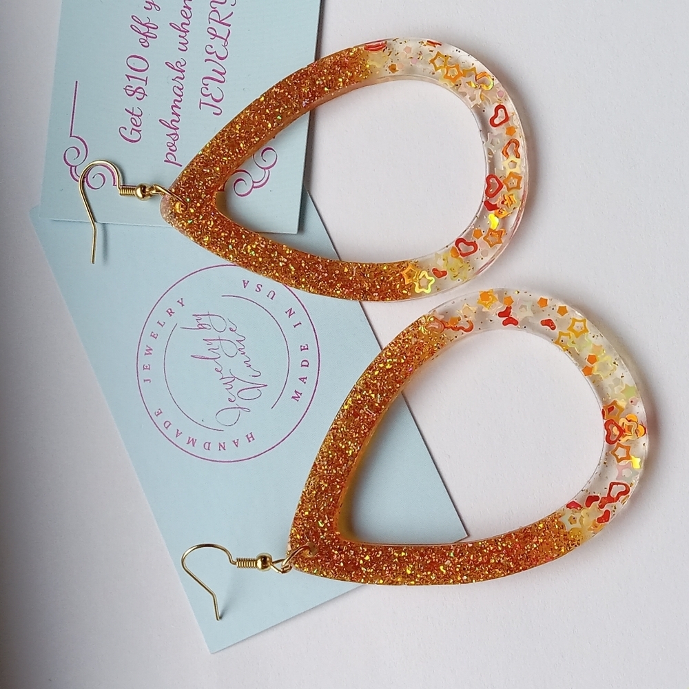 Hand Crafted Resin Sunset And Campfires Collection Earrings - Picture 2 of 6